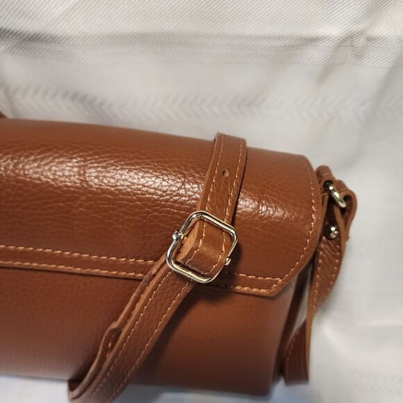 CHEVAL Firenze Italy Purse Brown Pebbled Leather Crossbody Foldover Flap Bag - Picture 5 of 16